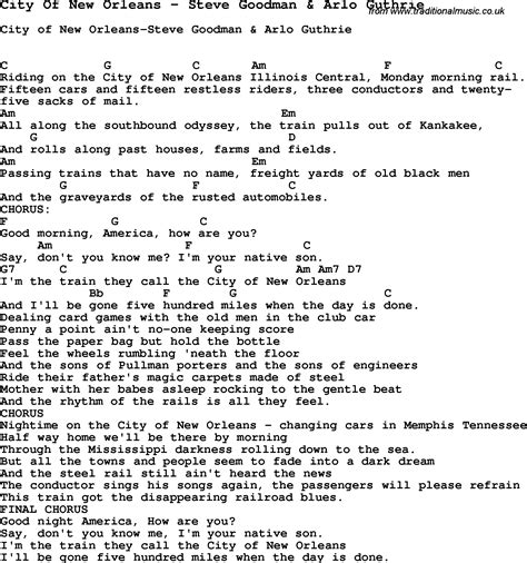 city of new orleans song lyrics